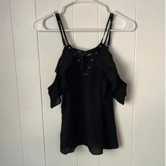 Bebe Off Shoulder Lace Up Tank - Picture 1 of 6